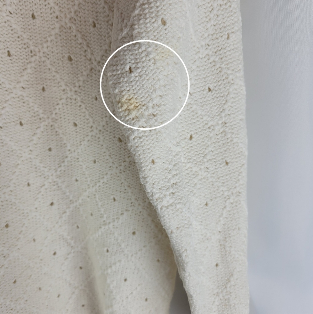 Vintage Marsh Landing Ramie Cotton Ivory Cream Eyelet Henley Sweater Size Small - Picture 13 of 13